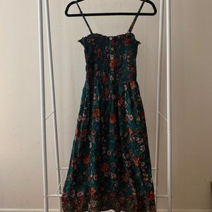 Angie Green Floral Mid Length Spaghetti Strap Dress